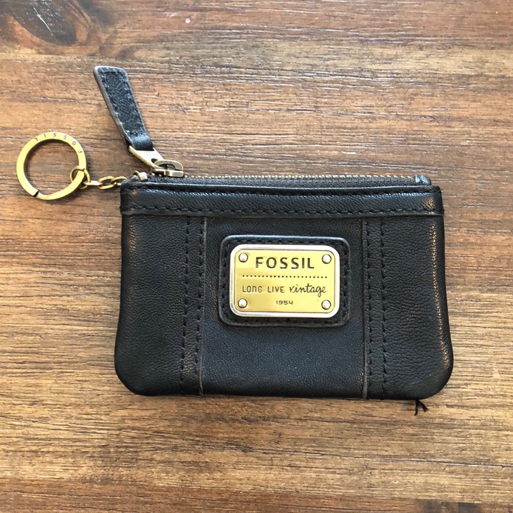 Fossil black leather change purse